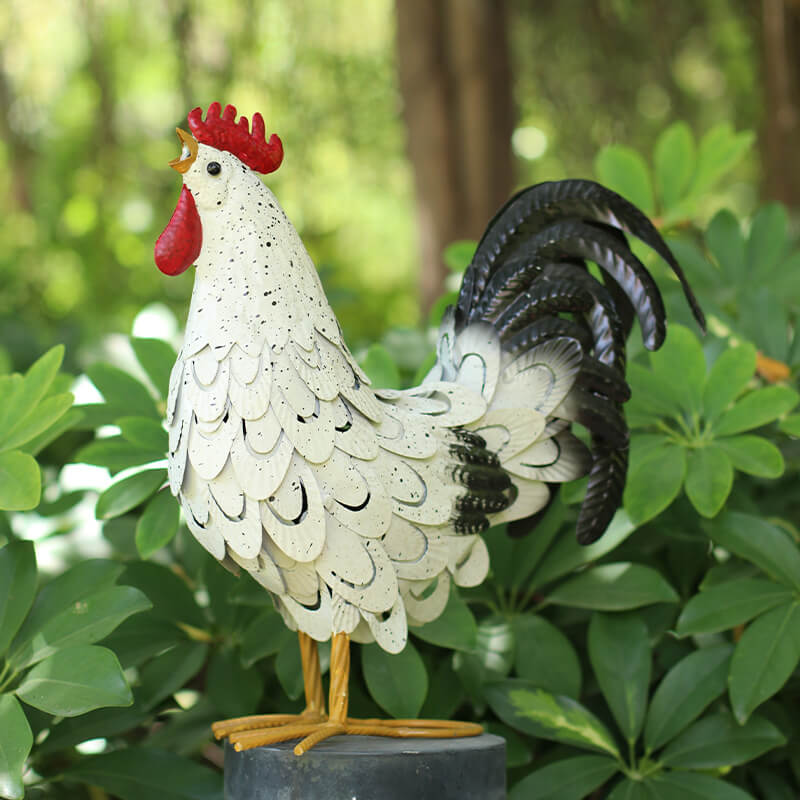 Handmade Large Metal Rooster Decor Garden Ornament Chicken Statue Yard Art