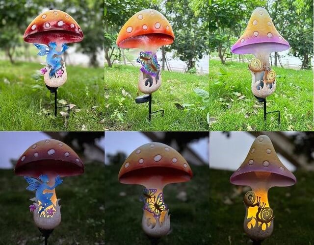 solar powered mushroom garden lights
