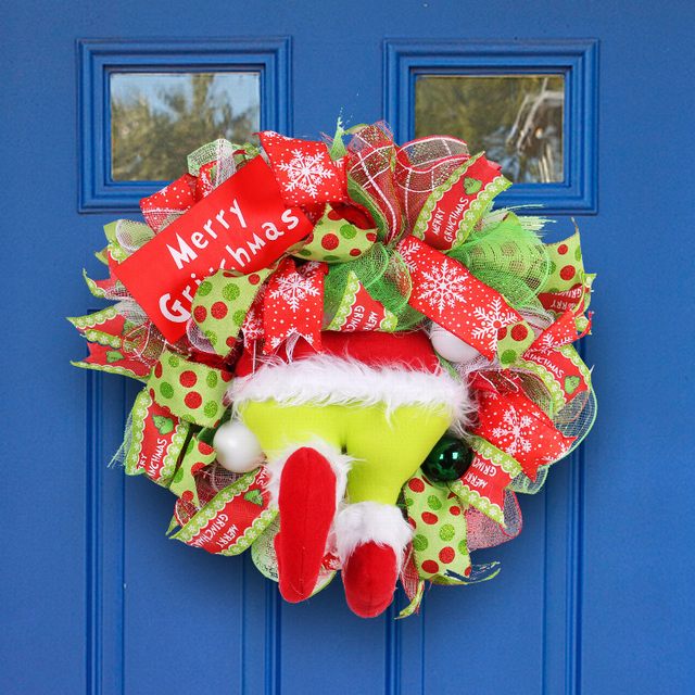 Cutomized Diy Grinch Christmas Thief Wreath Door Xmas Decorations 