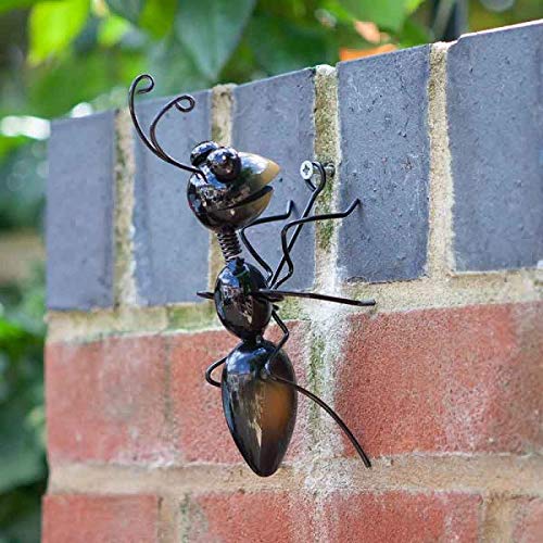 Cute Brown Metal Ant Figurine Decorative Yard Art Wall Decor