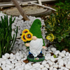 Holding Solar Sunflower Mossy Hat Cute Handmade Resin Garden Gnome Figure Lawn Ornaments for Sale