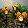 outdoor solar metal flower light garden stakes
