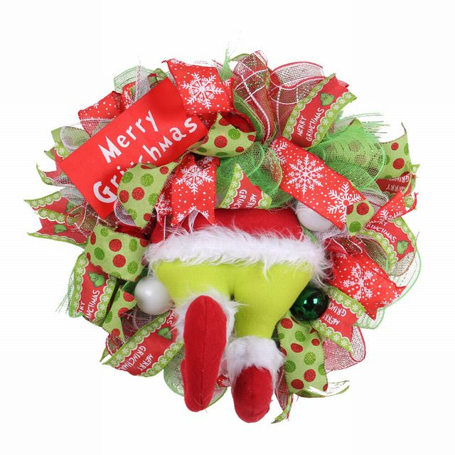 Cutomized Diy Grinch Christmas Thief Wreath Door Xmas Decorations 