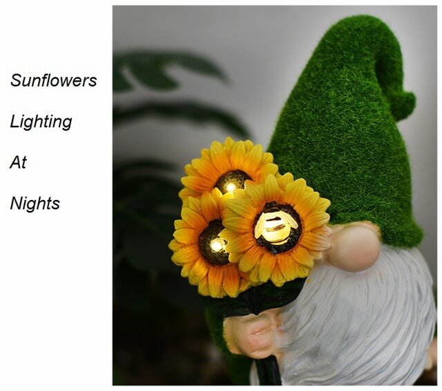 gnome holding sunflowers 7