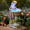 Resin Bird Bath Decor Fairy Lights Lawn Ornaments Solar Powered Outdoor Garden Statues Wholesale