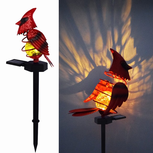 Solar Powered Beautiful Red Cardinal Bird Backyard Wind Chimes for Sale