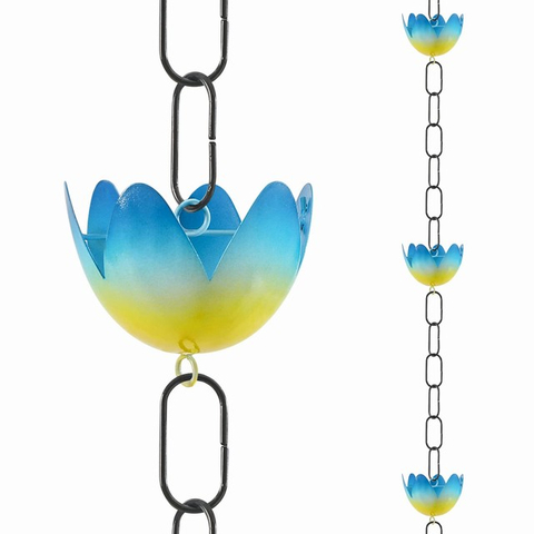 Best Beautiful Blue Creative Flowers Decorative Gutter Rain Chains