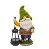 Mossy Hat Polyresin Outdoor Custom Garden Gnomes Statues Holding Solar Lantern