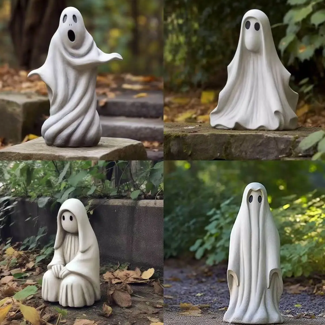 Cute Small Resin Statue Decorations Ornaments Halloweern Ghost Sculptures
