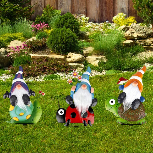 Turtle Snail Garden Decor Statue Ladybug Arts And Crafts Outdoor Metal Gnome Yard Stake Decorations