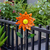 Large Metal Sunflower Garden Ornaments Stakes Wind Spinner Yard Art Outdoor Decor