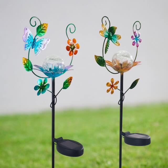 Customize Metal Dragonfly Butterfly Solar Lights Garden Stakes for Backyard Outdoor Decorations