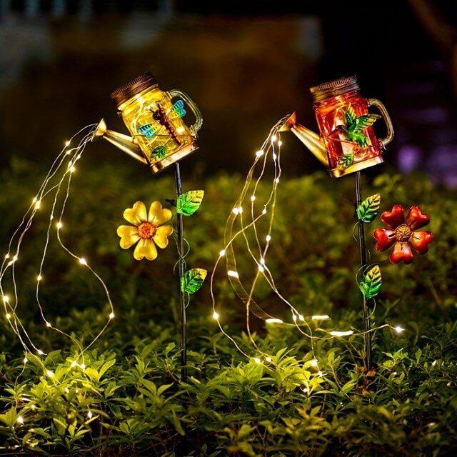 Decorative Watering Can Outdoor Mason Jars Solar Fairy Lights