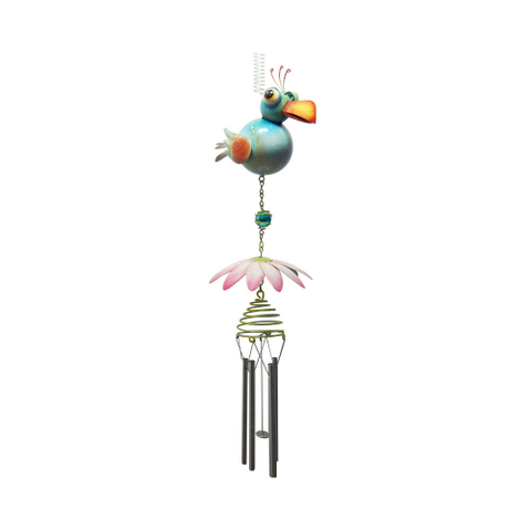 Metal Hanging Bird Decoration with Metal Wind Chimes