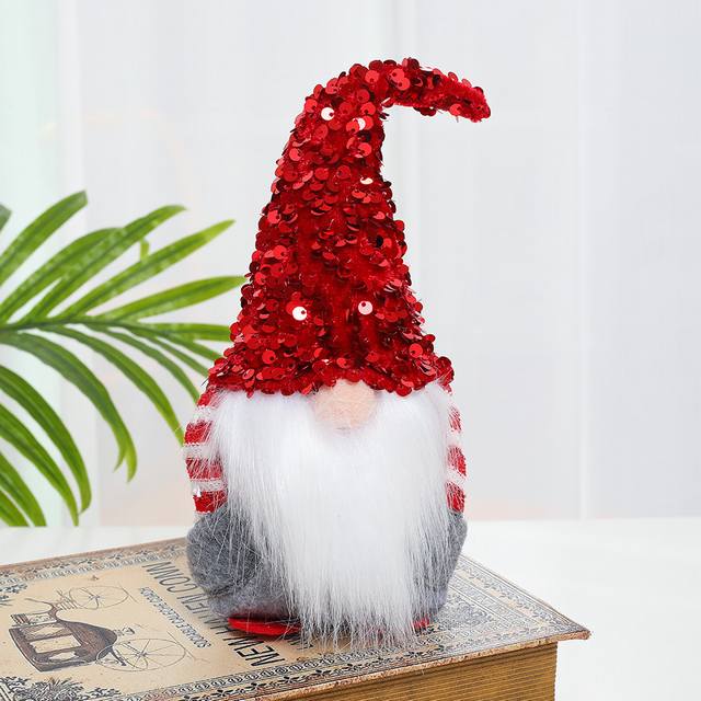 Wholesale Couple Felt Gnomes with Hands in Pockets And Red Knitted Hats And Sequin Hats