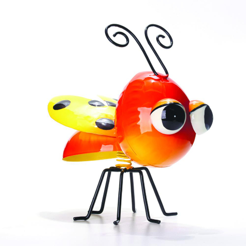 Moving Body Metal Ladybug Figurines Ornaments For Garden Decor