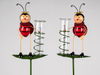 Glass Rain Gauge Metal Grasshopper Shovel Rake Metal Ladybug Figurine