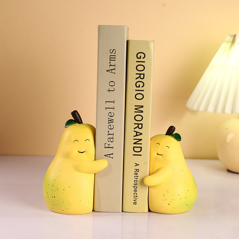 Cute Pear Decorative Resin Unique Fruits Bookends for Living Room Entrance Bookshelf Table Decorations