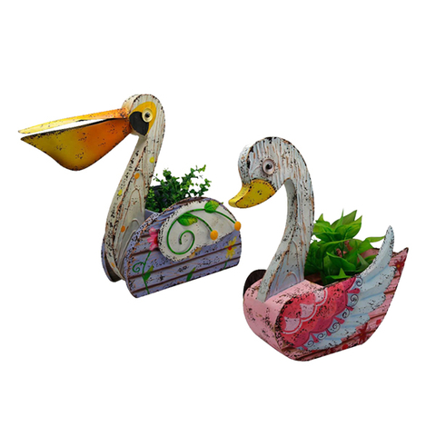 Metal Hand Pelican Flower Pots For Garden Home Decoration