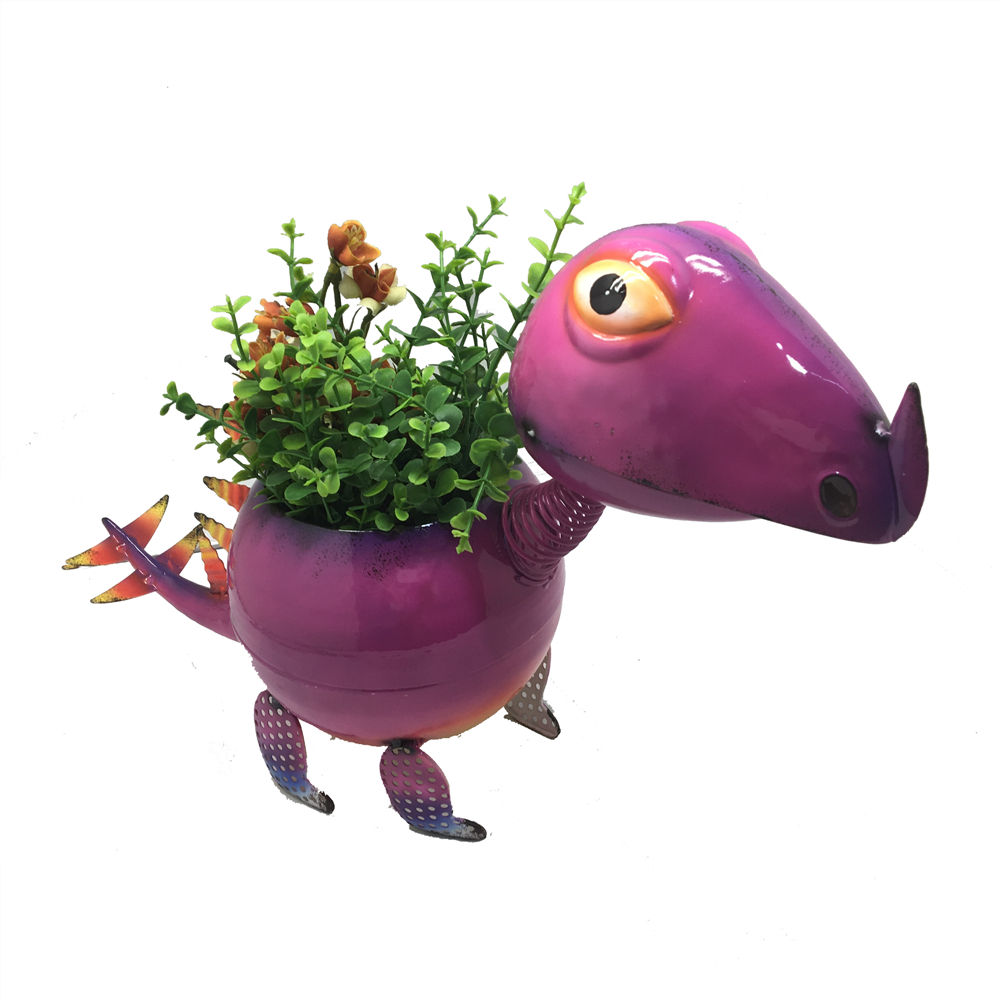 metal colour dinosaur garden decoration plant pot