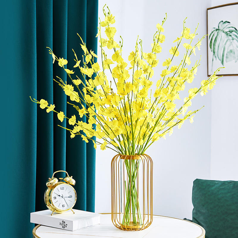 Nordic Home Light Luxury Glass Vase Iron Art Hydroponics Stand For Living Room Tv Cabinet Flower Arrangement Ornaments