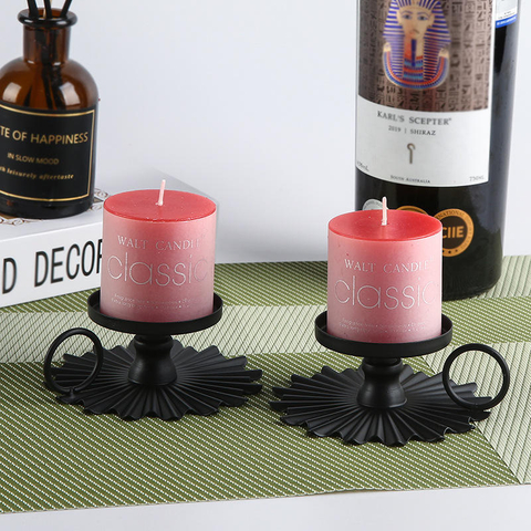 2022 New Home Decor Small Hand Fan Black Metal Candle Holder For Bedroom Living Room Ornament
