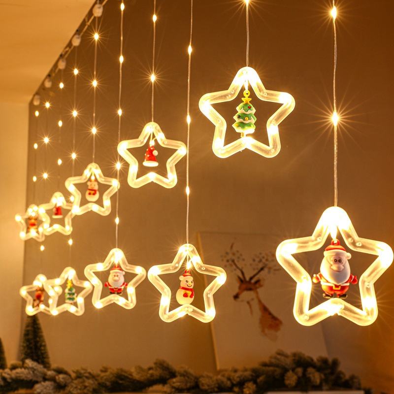 Indoor Outdoor Cute 3D Fairy Novelty Christmas Window Hanging Lights For Xmas Tree Home Bedroom Garden Decoration