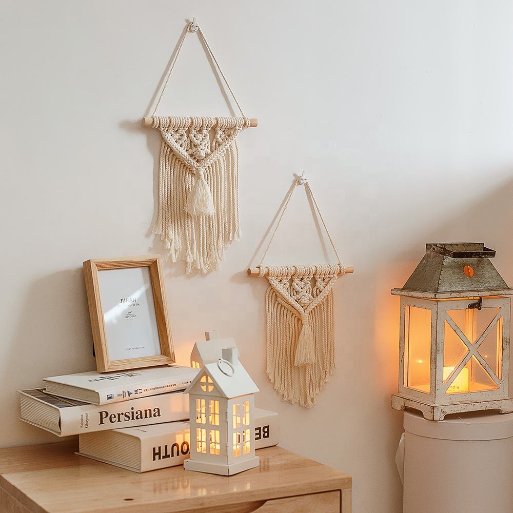 Handmade Minimalist Home Decor Nordic Style Boho Mini Macrame Woven Wall Hanging Tapestry For Living Room