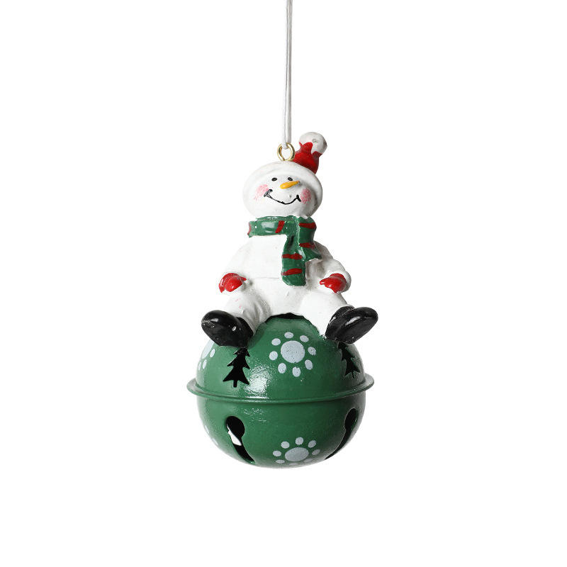2022 Customize Hot Sell Painted Resin Metal Cute Santa Snowman Elk Christmas Bell Ornaments For Holiday Party Decor