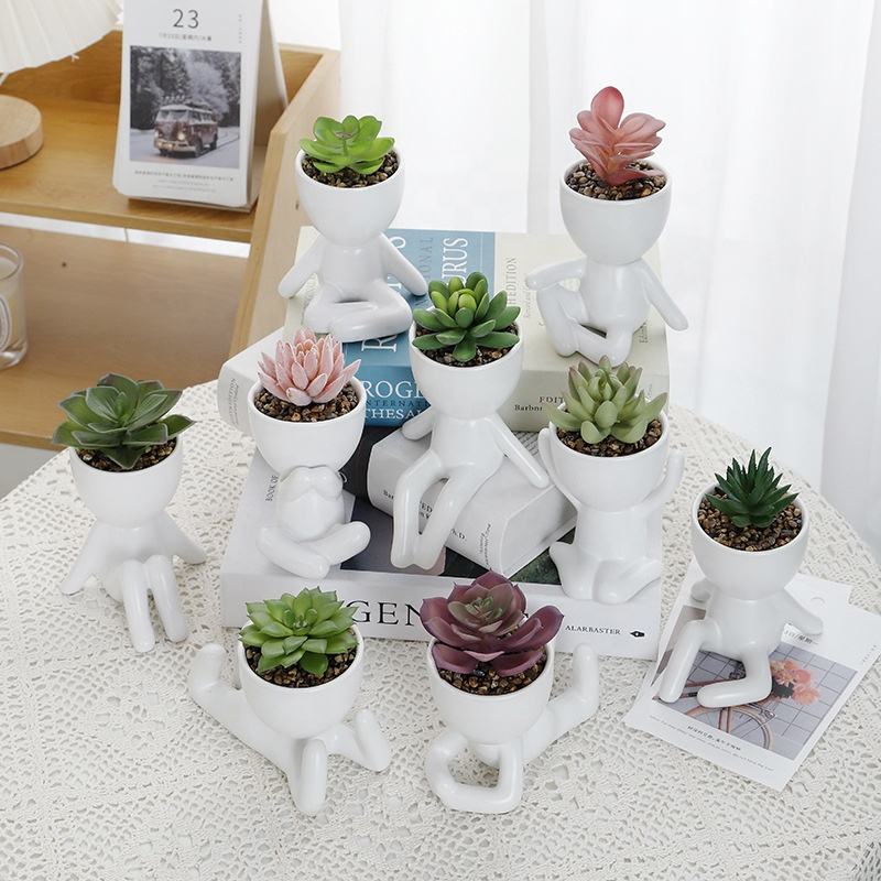 Cute Mini Small Humanoid Personality Succulent Planter Ceramic Flower Pot Plant Pots