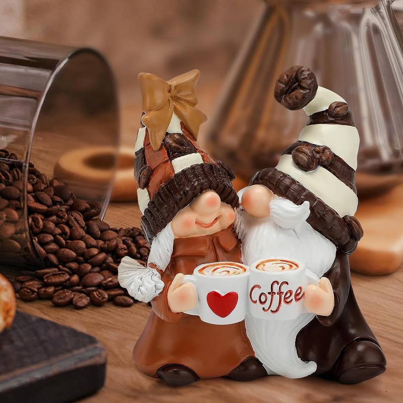 Resin Coffee Gnomes Home And Coffee Bars Dwarf Couple Statue