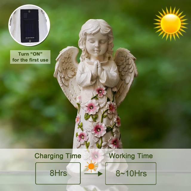 Angel Solar Lights Garden Figurines Outdoor Decor Statues Lawn Ornament Perfect As Gifts for Women Grandmothers And Mothers