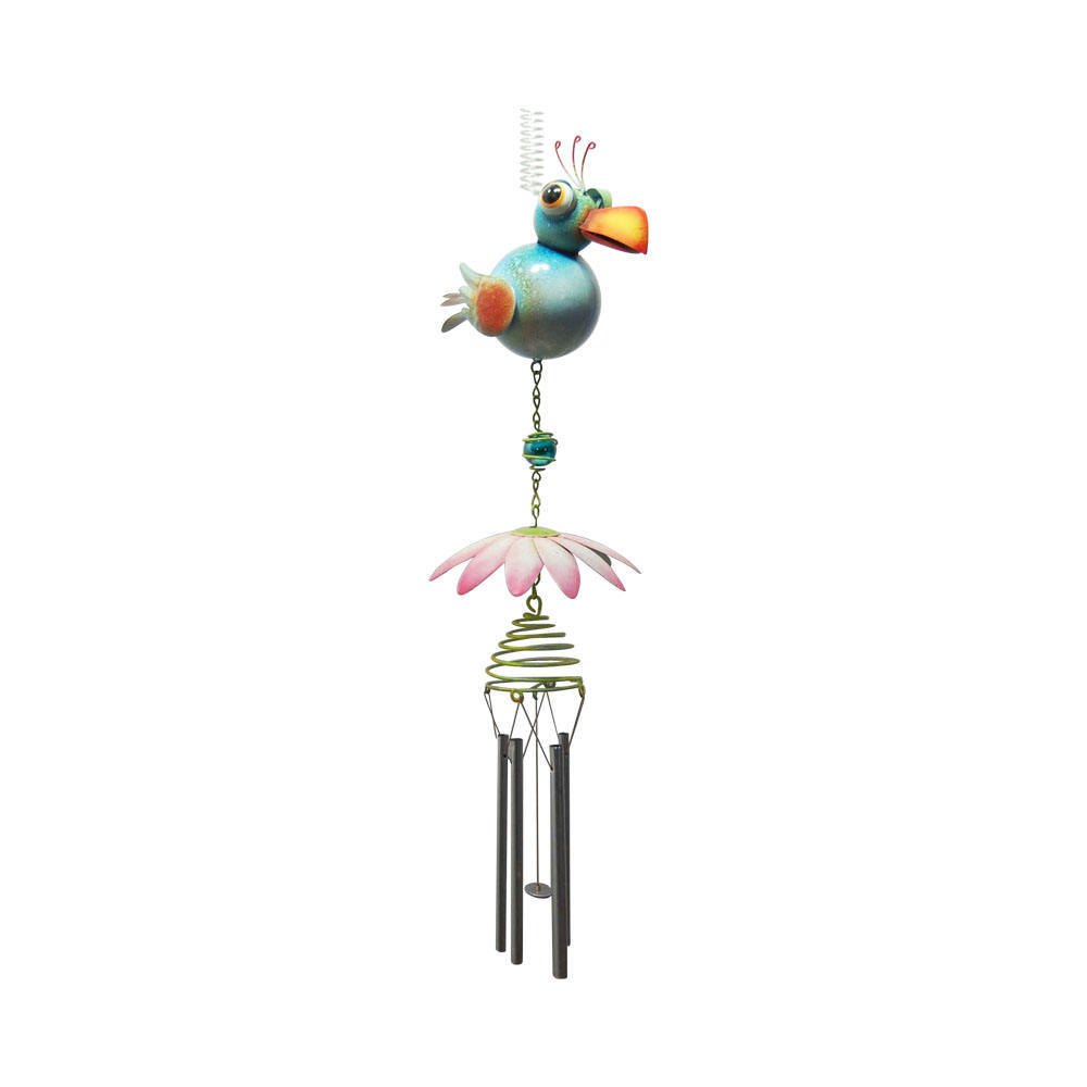 Metal hanging bird decoration with metal wind chime
