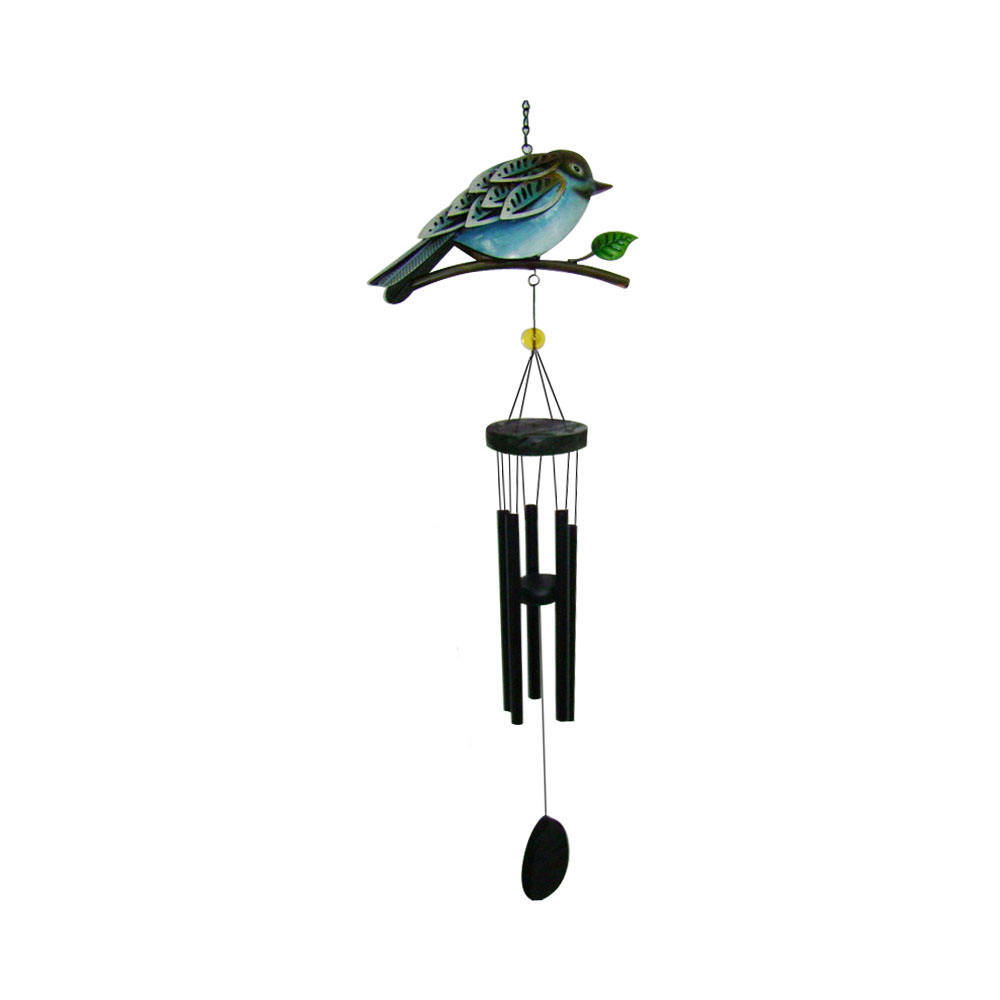 Metal hanging bird decoration with metal wind chime (2)