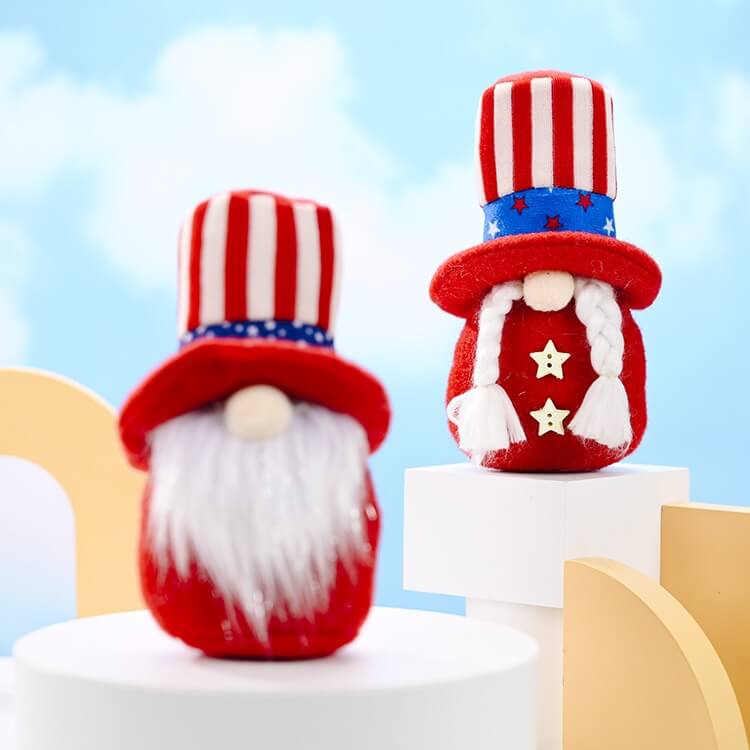 Customized July 4th Independence Day Plush Doll with Round Headdress And Footless Gnomes