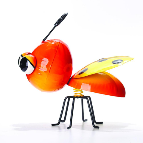 Moving Body Metal Ladybug Figurines Ornaments For Garden Decor