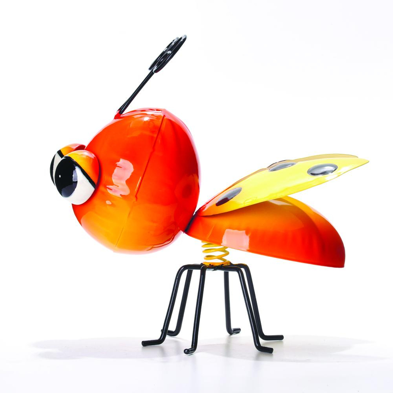 Moving Body Metal Ladybug Figurines Ornaments For Garden Decor