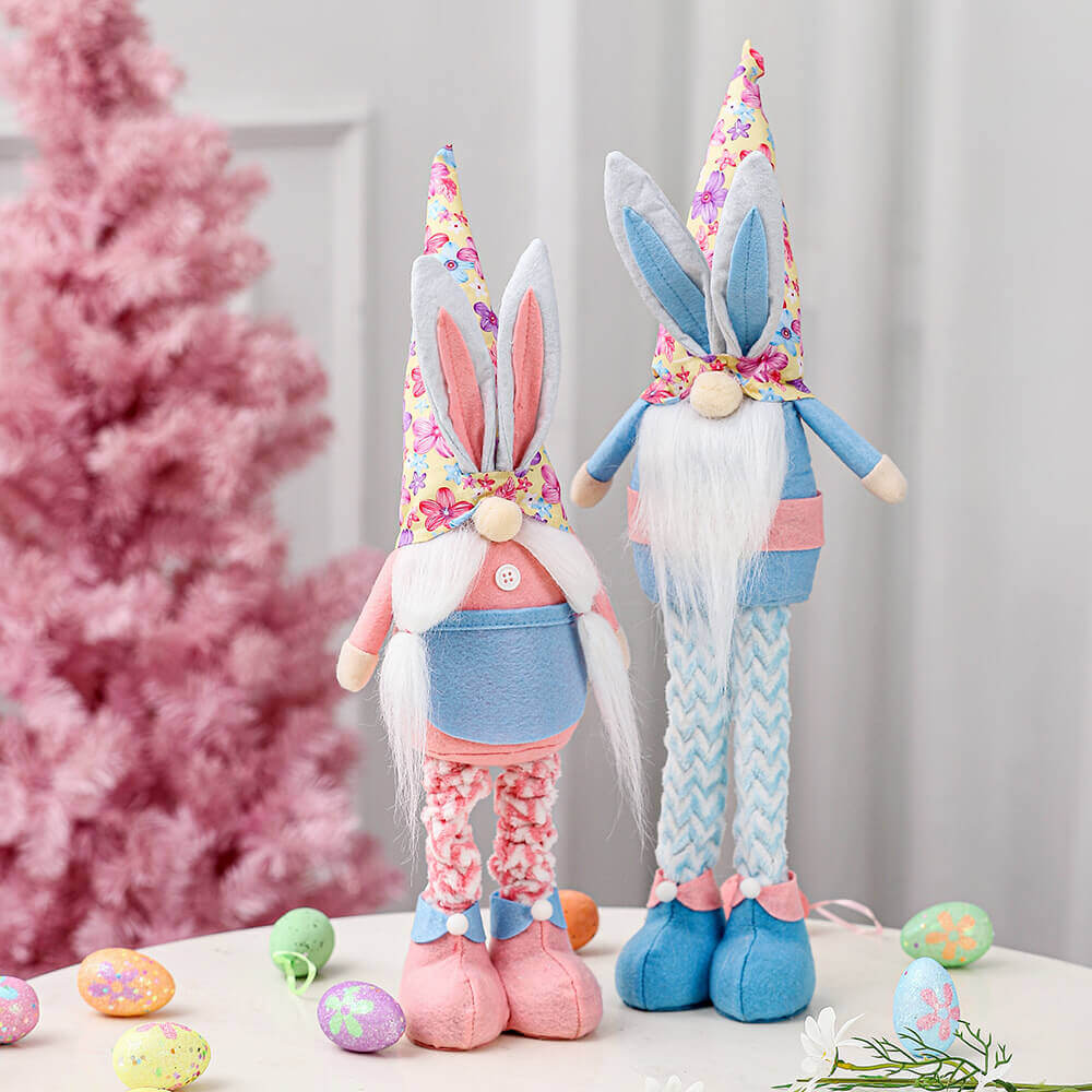 Custom Easter Bunny Gnome Spring Lovely Long Legs Retractable Rabbit Doll