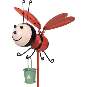 Cute Metal Ladybird Bee Decorative Indoor Plant Metal Garden Stakes Yard Art Decorations