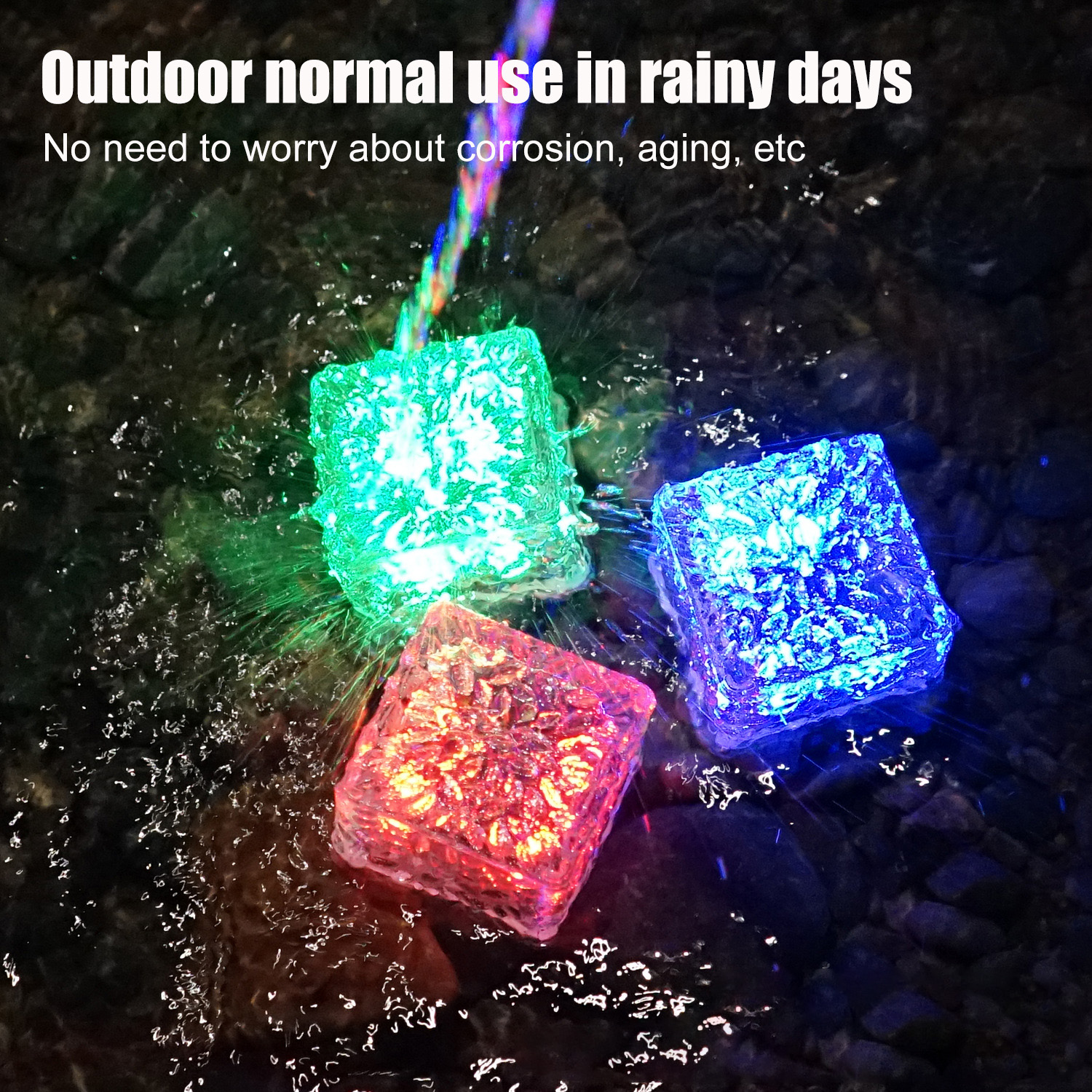 2022 Latest Outdoor Waterproof Solar Ice Brick Square Lamp For Home Festival Party Pathway Walkway Decoration