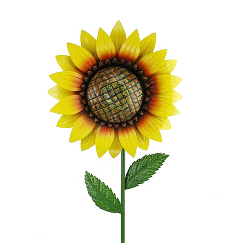 Custom Outdoor Yard Decoration Metal Garden Art Sunflower Stake