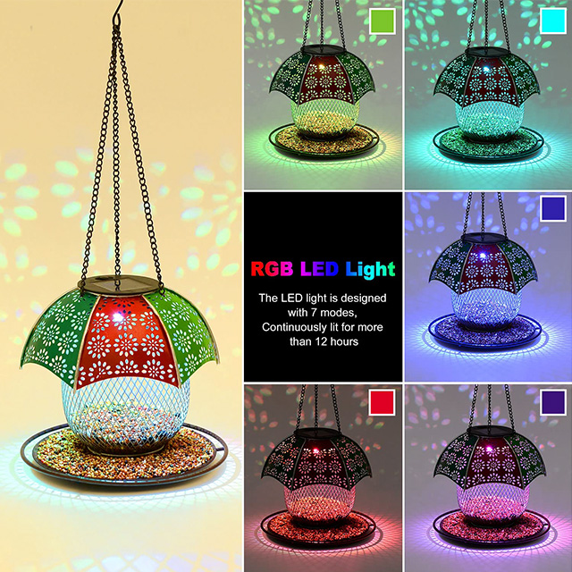 Outdoor Hanging 3 Lbs Seed Capacity Mesh Metal Bird Feeder for Solar Garden Lantern Bird Lovers Gift Decoration