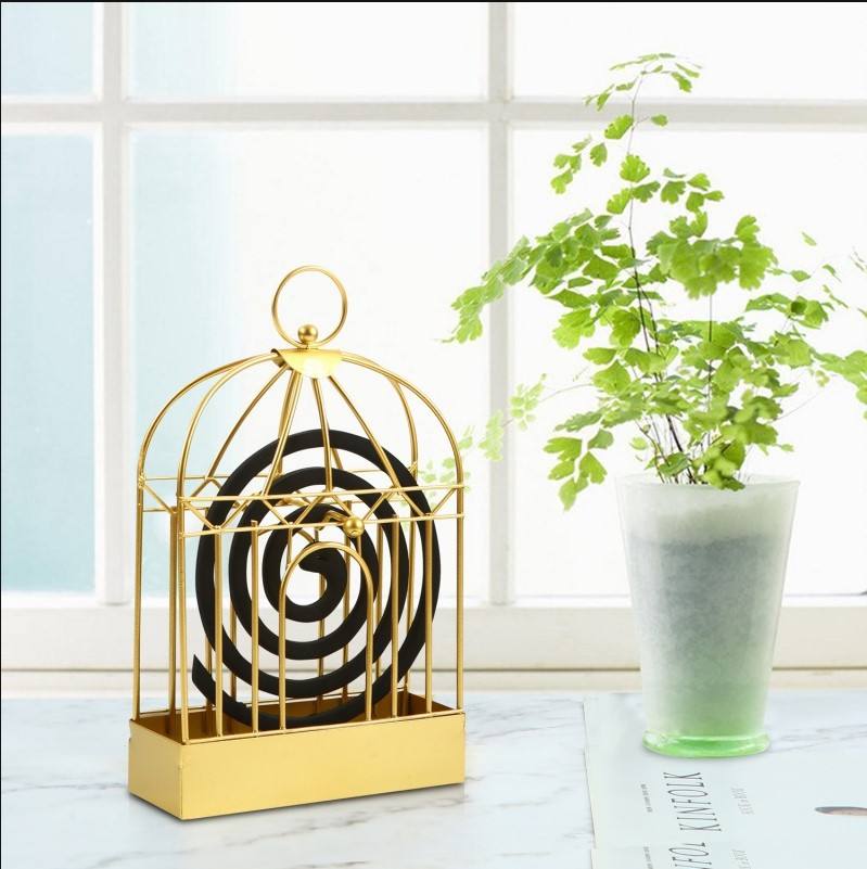 Creative Home Summer Artifact Iron Art Birdcage Mosquito Coil Rack For Bedroom Living Room Tray Decoration