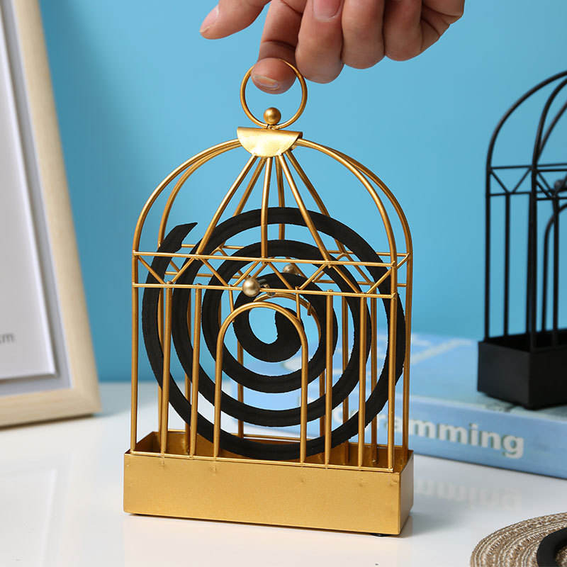 Creative Home Summer Artifact Iron Art Birdcage Mosquito Coil Rack For Bedroom Living Room Tray Decoration