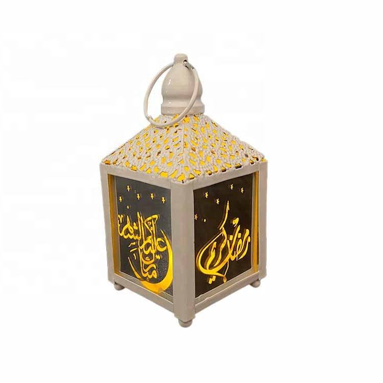 Decoration Eid Mubarak Decoration Festival Silver Solar Ramadan Lantern Metal Led