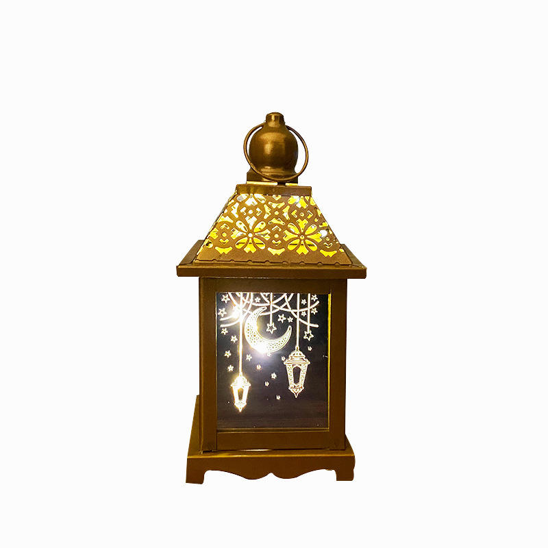 Wrought Iron Led Ramadan Festival Right Angle Wind Lantern For Home Living Room Holiday Decoration