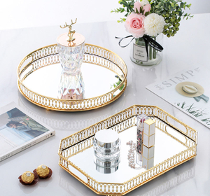 Cosmetic Storage Rack Metal Jewelry Display Decorative Fruit Storage Mirror Tray