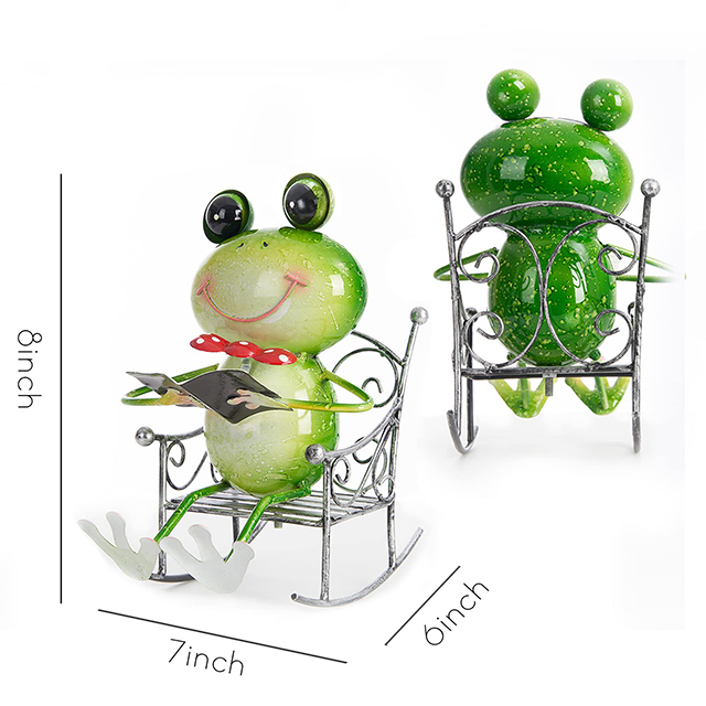 Metal Yard Art Frog Garden Statues Funny Animal Figurine Suitable for Indoor, Living Room, Windowsill, Lawn, Tree, Backyard Decor