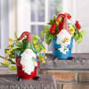 Unique Cute Red Blue Metal Gnome Flower Pot For Outdoor Or Indoor Spaces Decorative Fun Succulent Planter