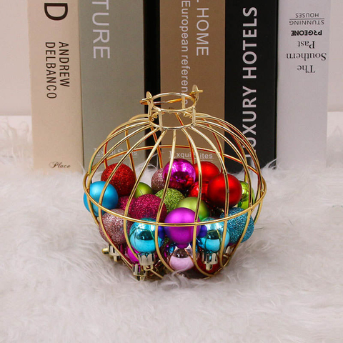 2022 New Creative Metal Round Pentagram Christmas Gift Ball Box With Lights Home Holiday Party Decorations